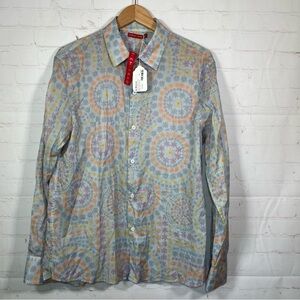 Venissac Devo Floral Colorful Long Sleeve Designer Shirt Mens Size Large New
